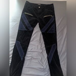 Fashion Nova Black and Navy Corduroy Pants